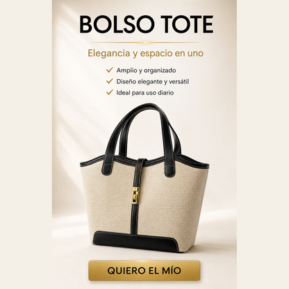Bolso Tote para Mujer en Cuero PU Impermeable con Cremallera