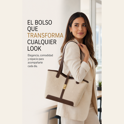 Bolso Tote para Mujer en Cuero PU Impermeable con Cremallera