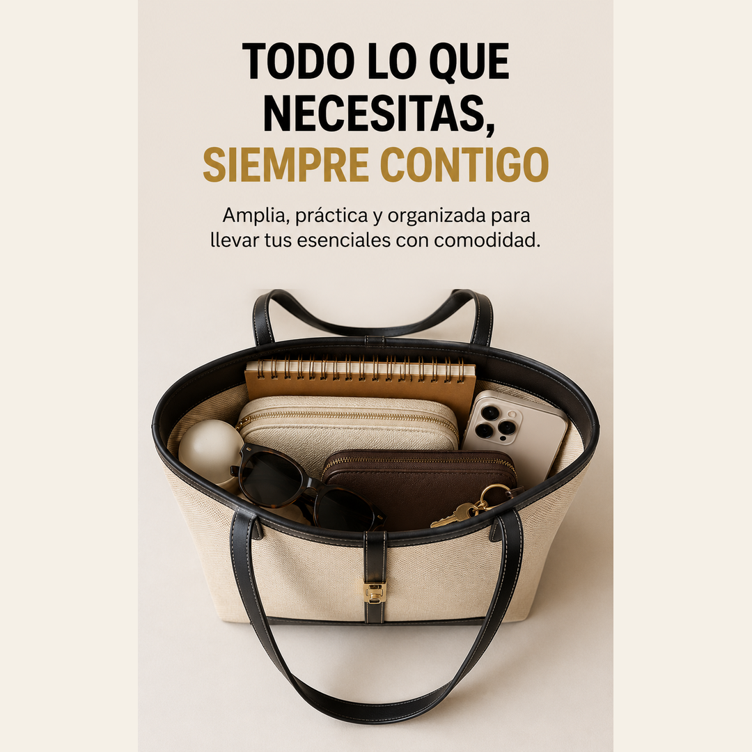Bolso Tote para Mujer en Cuero PU Impermeable con Cremallera